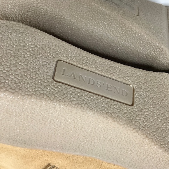 LANDS' END Suede Knee High Boots Wedge Heel Zip Up Sherpa Lined Neutral Women 11 - Picture 9 of 13